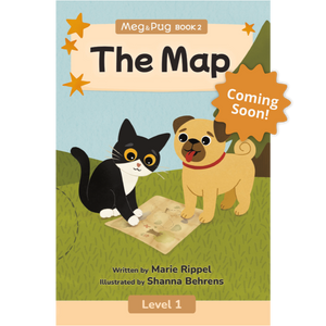 Book cover of 'The Map' featuring a cat and a dog on a map with a 'Coming Soon!' label.