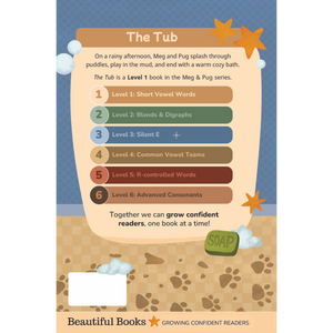 Book cover of 'The Tub' by Beautiful Books with educational text about book levels.