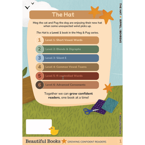 Back cover page of "The Hat" in Meg and Pug, Book 4