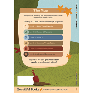 Back cover page of "The Map" in Meg and Pug, Book 2
