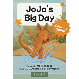 Book cover of 'JoJo's Big Day' with a kangaroo illustration and 'Coming Soon!' text.