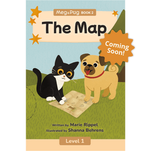 Book cover of 'The Map' featuring a cat and a dog on a map with a 'Coming Soon!' label.